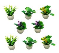 YARNOW 8 Pièces Modèle De Mini-Usine Pots D'intérieur Petits Pots De Plantes Décoration Maison Plantes D'intérieur Plantes Miniatures en Pot Décor De Bureau Plastique