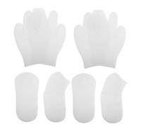 YARNOW 8 Pièces Silicone Foot Moisturizing Socks with Gloves Adaptive Elastic Fit for Dry Cracked Skin Reusable Hydrating Gel Covers for Soft Smooth Feet and Hands Care
