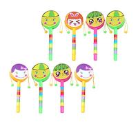 YARNOW 8pièces Tambours Colorés Jouets Hochet Créatifs pour Bébés Perception Couleurs Cognition Ouïe Développement Vocal Secouer Poignée Percussion Rapide