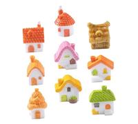 YARNOW 9 Pièces Miniature Thatched House Figurines Résine pour Décoration de Jardin de Fées Maison de Campagne Vintage avec Cheminée Miniatures pour Pots de Plantes Terrariums et Paysages