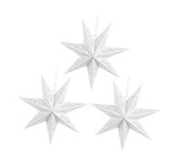 YARNOW Abat-Jour Étoile en Papier Blanc à 7 Branches, Lot de 3 Lanternes Suspendues pour Décoration de Fête et Ambiance Intérieure, 45 CM, Abat-Jour Réutilisable Ajouré