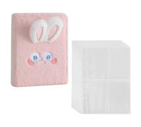 YARNOW Album Livre de Rangement pour Photos et Tickets en Peluche Rose Design Transparent, Classeur à 6 Anneaux pour DIY et Festivals Spéciaux