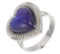 YARNOW Bague Réglable Changement de Couleur Cœur Précieuse Anneau Intelligent à Effet Humeur pour Femme Accessoire Délicat pour Fête et Usage Quotidien