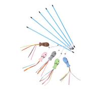 YARNOW Baguette à Chat Forme Poisson avec Serpentins Arc-en-Ciel et Clochette, Lot de 5 Jouets Interactifs pour Chatons, D'entraînement Stimulant Les Réflexes, Plastique Robuste pour