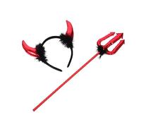 YARNOW Bandeau de Diable Halloween pour Garçon Fille Set Costume avec Dorées et Fourchette Accessoire Fête Déguisement Carnaval