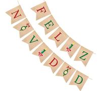 YARNOW Bannière de Décoration de Noël 3 Pièces Design Festif Spécial en Toile de Jute 2 Mètres Ambiance Joyeuse de Fête pour Fenêtres et Branches D'arbre