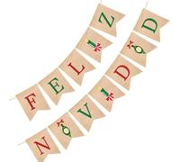 YARNOW Bannière de Noël Design Spécial Joyeux Noël en Toile de Jute 2 Mètres en Lot de 3 Pièces pour Décoration Festive Intérieure et Extérieure