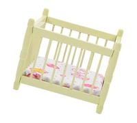 YARNOW Berceau Mini Meuble Poupée Lit De Lit Copier Tout Petit Filles Lits en Bois Lit Accessoires De Maison Miniature Mini Crèche Maison Vert Clair Polyester
