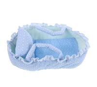 YARNOW Berceau pour poupée Reborn Porte-bébé Nouveau-né - Joli lit pour poupée - Station de puériculture Pliable pour de Moins de 35 cm - Chat en Peluche - Panier à Bougie avec poignée - Bleu