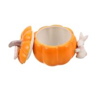 YARNOW Bocal de Rangement Décoratif en Céramique Forme Citrouille Jaune avec Couvercle Hermétique Facile à Nettoyer pour Organisation la Cuisine et Décoration Automne Halloween
