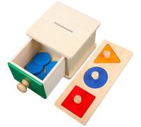 YARNOW Boîte à Pièces en Bois Puzzle Géométrique pour Tout-Petits, Taille Carrée, Jouet D’éveil Motricité Fine et Reconnaissance des Formes et Couleurs, Jeu Éducatif Bébé 2 Pièces