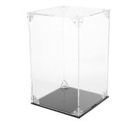 YARNOW Boîte D’Exposition Transparente en Acrylique 15x15x25 Cm avec Socle Noir, Vitrine Anti-poussière pour Figurines, Présentoir Modulable Facile à Assembler, Rangement pour Objets
