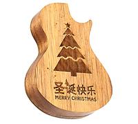 YARNOW Boîte de Rangement Bois pour Médiators Étui Durable Forme de Guitare Coffret Protecteur Portable pour Picks de Guitare Ukulélé et Basse
