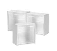 YARNOW Boîtes de Rangement Murales Blanches Design Simple Lot de 3 Boîte à Coton-Tige et Coton Matériau Hips et PS, pour Organiser Petits Objets pour Salle de Bain