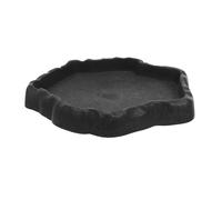 YARNOW Bol à Nourriture pour Reptiles Style Roche Naturelle Distributeur Stable pour Tortue et Lézard Bol Eau et Aliment pour Animaux Exotiques Gris