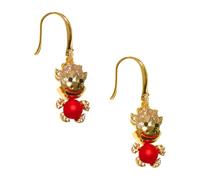 YARNOW Boucles D’oreilles en Alliage et Cristaux Rouges, Forme Petite Vache, 1 Paire Légère Nouvel An Chinois, Décoration Festive et Ornement Créatif Femme