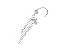 YARNOW Boucles D'oreilles à Clip pour Femmes, Boucles D'oreilles Grimpantes en Zirconium, Design Plume Chaîne Pendante, Bijou D’oreille Original Perçage, 1 Pièce