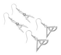 YARNOW Boucles d'Oreilles Architecte Pendantes en Alliage Design Créatif Compas et Règle Triangulaire 2 Paires Bijoux Uniques pour Femme Accessoire Usage Quotidien