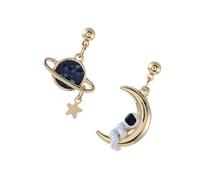 YARNOW Boucles d'Oreilles Asymétriques pour Femmes Puces d'Oreilles Lune et Planète Légères et Délicates Design Original Quotidien Voyages