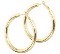 YARNOW Boucles D'oreilles Créoles Épaisses 50mm Dorées Bijoux en Alliage Métal Fermoir Sécurisé Femmes et Filles Mode Quotidienne et Fêtes Style Minimaliste