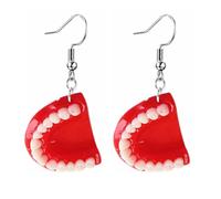 YARNOW Boucles D'oreilles Forme Dent Fantaisie en Résine Rouge Design Exagéré et Original pour Filles, pour Mascarade et Activités de Jeu de Rôle