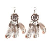 YARNOW Boucles Oreilles Attrape-rêves Bohème Légères avec Plumes et Pompons pour Femmes Accessoires Ethniques Natives pour Voyages et Soirées