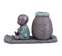YARNOW Bouddha Planteur en Céramique Moine Statue Plante Succulente Pot Hydroponique Fleur Vase Bonsaï Conteneur Porte- Stylo Crayon Tasse Brosse Titulaire Pot pour Jardin De Bureau