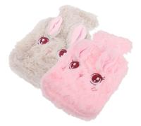YARNOW Bouillottes D'eau Chaude Grosse Capacité, Soulage Douleurs Musculaires Lot de 2 en Pvc Housse Peluche Lapin Adorable pour L'hiver