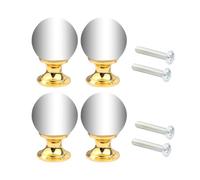 YARNOW Bouton de Tiroir en Cristal Verre, Lot de 4, Alliage Doré