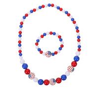 YARNOW Bracelet et Collier Perles de Bois pour Femme Décoration de Fête et Festival Accessoires Indépendance Day Confortables et Faciles à Porter Ensemble Diy Bijoux