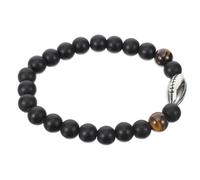 YARNOW Bracelet Homme Style Rugby Élastique Noir Mat Perles Naturelles Hypoallergénique Confortable Bijou de Poignet pour Présents et Occasions Festives