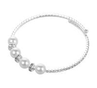 YARNOW Bracelet Manchette en Perles Imitation et Cristaux Argenté Bijou de Mariage pour Femme Accessoire Élégant pour Mariées et Soirées Spéciales