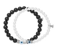 YARNOW Bracelet pour Couples Assortis en Perles Noir et Blanc Chaîne Magnétique en Alliage Léger et Décoratif Présent Saint-Valentin pour Amoureux Bijou de Poignet Confortable et