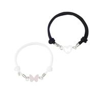 YARNOW Bracelets pour Couples en Acier Inoxydable Chaîne Tressée Réglable 1 Paire Noire et Blanche Bracelets Mère-Fille Assortis Bijoux d'Amitié pour Saint-Valentin et Occasions
