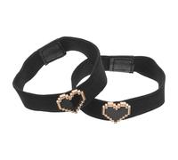 YARNOW Brides Élastiques au Talon pour Chaussures Plates Fille, Sangle Élastique Noire Décor Cœur, Anti-dérapante et Remplacement Pratique pour Mocassins
