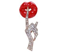YARNOW Broche Lèvres Rouge Brillant, Épingle à Revers en Alliage Robuste, Accessoire Esthétique pour Vêtements, Chapeaux, Paquet et Foulards, Bijou Femme Polyvalent pour Fêtes et Usage