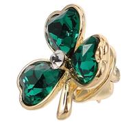 YARNOW Broche Trèfle en Cristal Vert Paon, Épingle de Sûreté Perlée pour Pulls et Châles, Accessoire Mode Femme, Clip de Fixation sans Couture, Bijou Chance pour Vêtements et Costumes