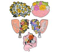YARNOW Broches en Émail 5 Pièces Pins Organe Anatomique pour Vêtements Femmes Accessoires Couture et Paquet Cerveau Poumon Estomac Intestin