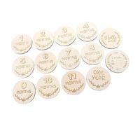 YARNOW Cartes Commémoratives en Bois pour Bébé - Kit de 12 Cartes Mensuelles Naturelles - Accessoire Photo pour Suivi de Grossesse - Souvenir Naissance - Présent -né et Maternité