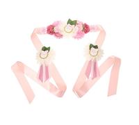 YARNOW Ceinture de Maternité à Fleurs pour Future Maman, Ruban Ajustable Léger et Décoratif, Ensemble 3 Pièces pour Séance Photo Shower et Fête Prénatale