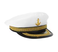YARNOW Chapeau Capitaine Bateau Blanc avec Franges Dorées Accessoire Costume Marin Adulte pour Soirées Cosplay et Spectacles
