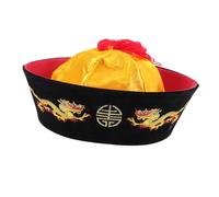 YARNOW Chapeau Oriental Traditionnel Léger et Facile à Ranger à Queue de Cheval en Laine Peignée et Feutre Accessoire Costume Empereur Chinois pour Décorations de Fête ou Photo