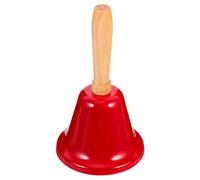 YARNOW Cloche Métallique de Noël 6,5cm Manche en Bois, Rouge