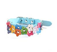 YARNOW Collier Ajustable Colorées pour Animaux De Compagnie Bleu Collier PU avec Boucle
