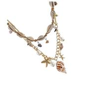 YARNOW Collier Coquillages Femme Double Couche avec Pendentif Conque Style Bohème Élégant Résistant à Usure Plage et Fête