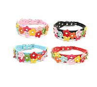 YARNOW Collier De Sécurité Ajustable pour Chien Et Chat avec Décoratives s Rouge Collier PU avec Boucle pour Laisse