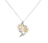YARNOW Collier Femme Tournesol et Cœur Bicolore Pendentif Élégant Bijoux de Cou Confortables et Résistants Cadeau pour Adolescente et Femme