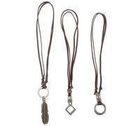 YARNOW Collier Pendentif En Cuir Pour Homme, 3 Pièces Design Vintage, Double Cercle Et Style Créole Décontracté, Look Masculin Élégant