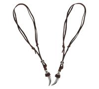 YARNOW Collier Pendentif Tribal Loup Homme Lot de 2 Colliers Ajustables en Cuir Marron Accessoires Viking Nordique pour Amateurs de Mythologie Style Pirate et Aventurier Unisexe