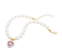 YARNOW Collier pour Chien et Chat M en Perles Pendentif Cœur Rose, Chaîne Ajustable, Accessoire Léger pour Balades et Rassemblements, Conçu pour Petits Chiens et Chats, Tour de Cou 25-30
